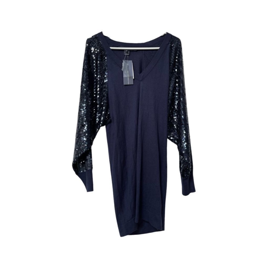 French connection blue sequin sweater dress size 6